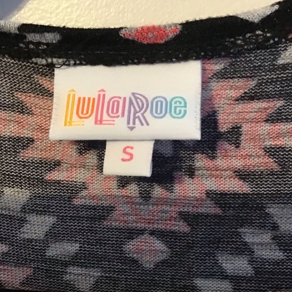 EUC LulaRoe Shirley Aztec Black & Pink design. Sz Small - Picture 2 of 5